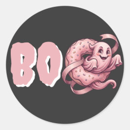 Adesivo BOO Fantasma Rosa & Donut Halloween Doce Coquette