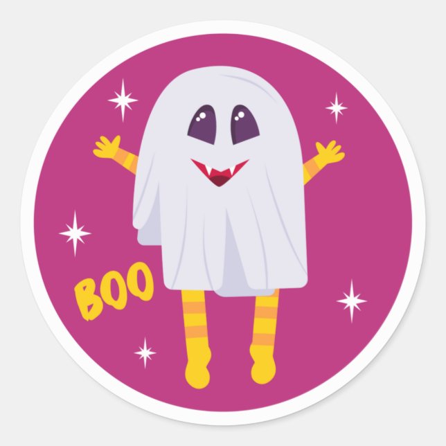 Adesivo Boo Ghost Pink Halloween (Frente)