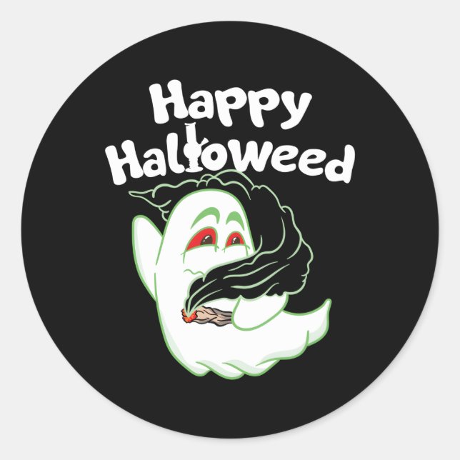 Adesivo Boo Ghost Smoking Weed ThHappy Halloweed (Frente)