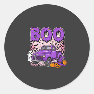 Adesivo Boo Halloween Caminhão Roxo Fantasma e Abóboras De