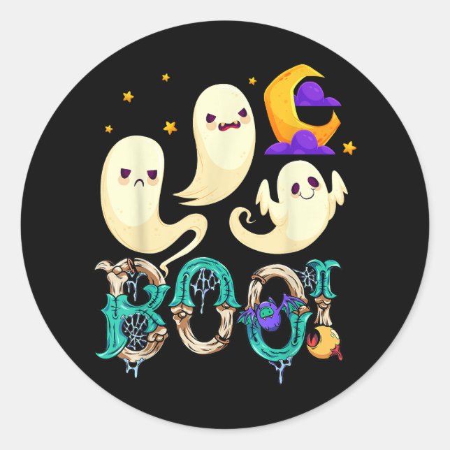 Adesivo Boo! Halloween Cute Ghost Spooky Halloween Ghost C (Frente)