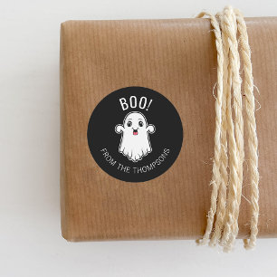 Adesivo Boo Halloween Fantasma Texto Personalizado Preto E