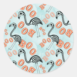 Adesivo Boo Halloween Flamingo Skeleton