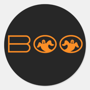 Adesivo Boo Halloween, palhetas, preto e laranja