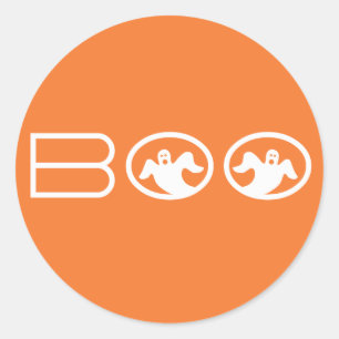 Adesivo Boo Halloween, Stickers, Laranja e Branco