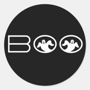 Adesivo Boo-Halloween-Stickers, preto e branco