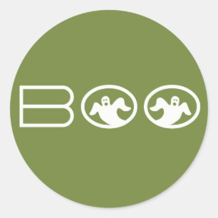 Adesivo Boo Halloween Stickers, verdes e brancos