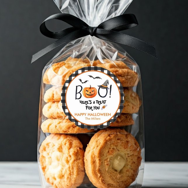 Adesivo BOO Halloween Treat Pumpkin redondo (Criador carregado)