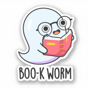 Adesivo Boo-k Worm Cute Halloween Bookworm Ghost Pun Stick