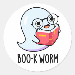 Adesivo Boo-k Worm Dia de as Bruxas engraçado Bookworm Gho