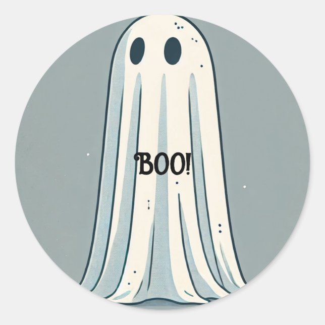 Adesivo BOO! Lençol Fantasma Verde Vintage Halloween  (Frente)