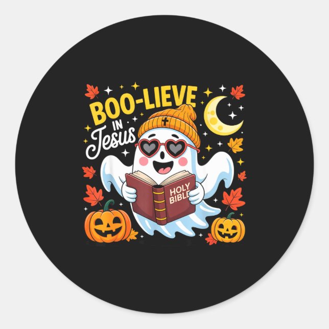 Adesivo Boo-lieve In Jesus Ghost Christian Halloween Funny (Frente)