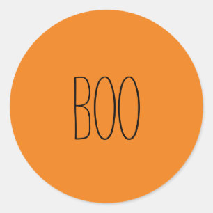 Adesivo Boo preto e laranja assustador manuscrito