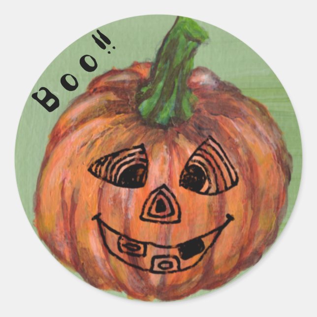 Adesivo Boo Pumpkin round sticker, selador de envelopes (Frente)