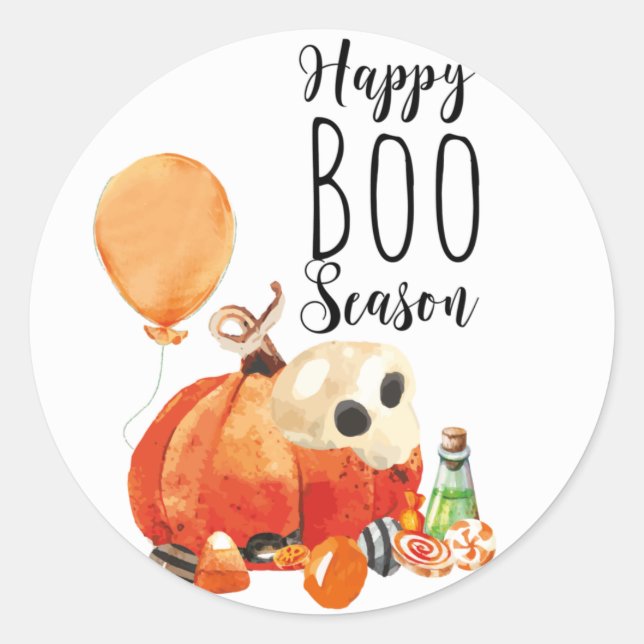Adesivo Boo Season Watercolor Pumpkin (Frente)