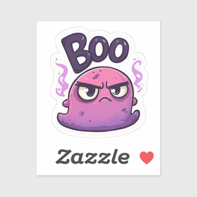 Adesivo Boo Sticker Minimalista | Aestético Grumpy Ghost D (Folha)