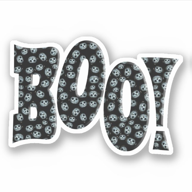 Adesivo BOO! With White Pumpkin Halloween (Frente)