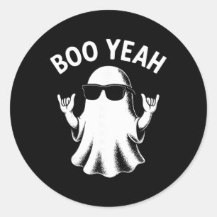 Adesivo Boo Yeah Fantasma Óculos de Sol Sinal Shaka Hallow