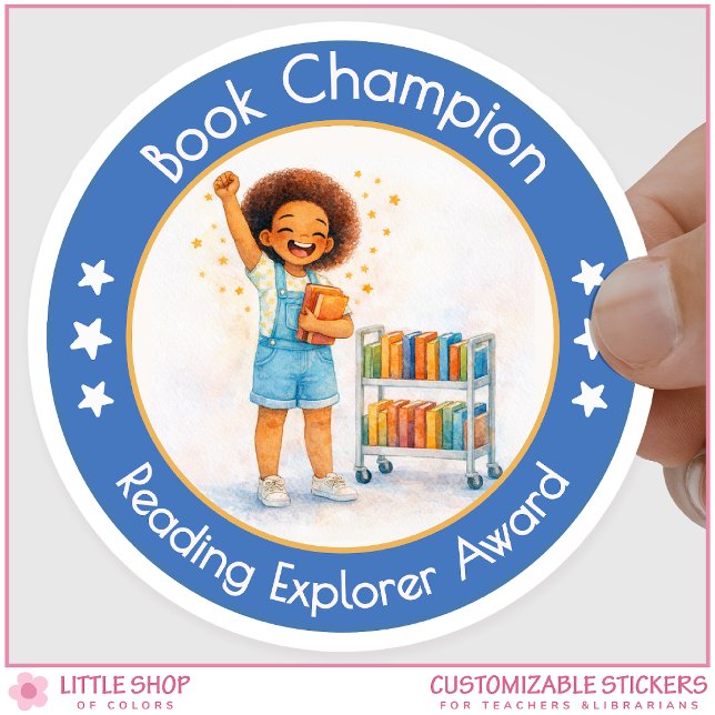 Adesivo Book Champion Teacher Reading Award (Criador carregado)