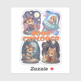 Adesivo Book Explorer – Cute Cat Reading Adventure