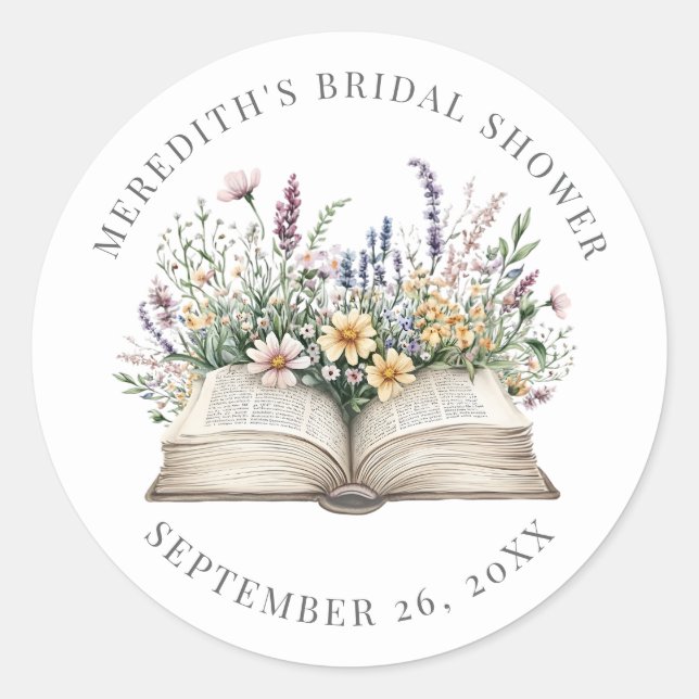 Adesivo Book New Chapter Wildflower Bridal Shower (Frente)