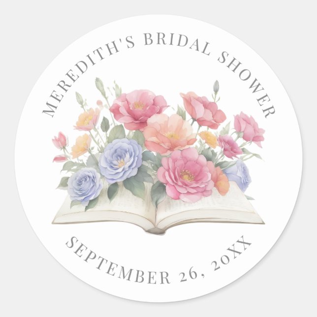 Adesivo Book Watercolor Floral Bridal Shower (Frente)