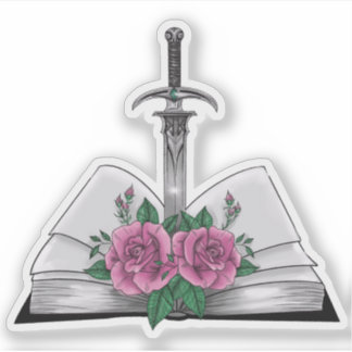 Adesivo Book with sword and roses