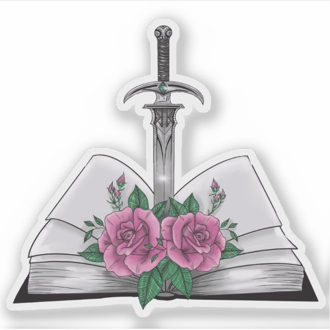 Adesivo Book with sword and roses (Frente)