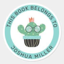 Adesivo Bookish Cactus Este Livro Pertence A