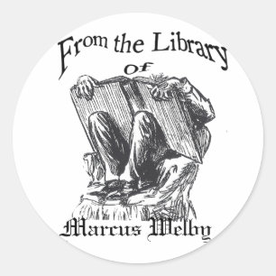 Adesivo bookplate da cara assustador da biblioteca, Marcus