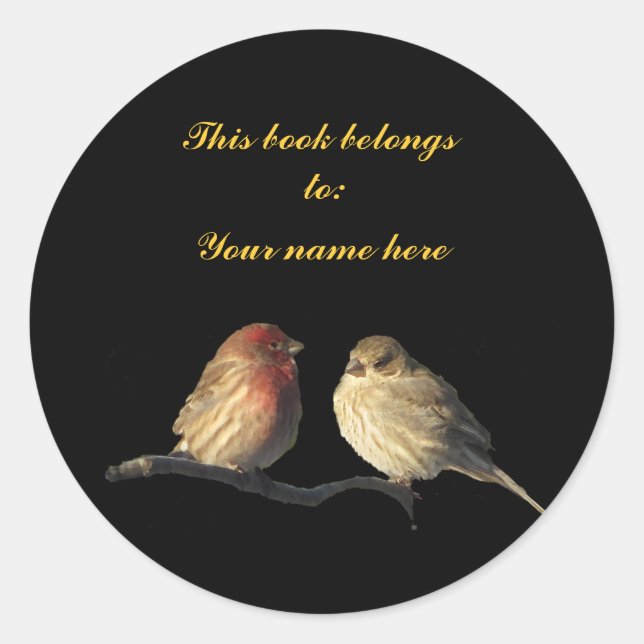 Adesivo Bookplate de aves (Frente)