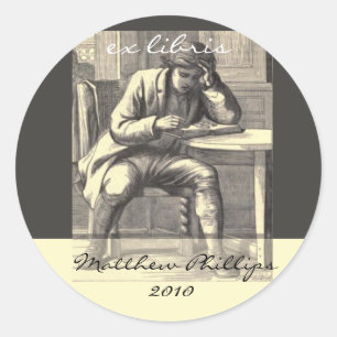 Adesivo Bookplate estudioso do vintage da leitura do homem
