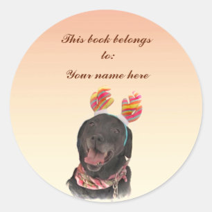 Adesivo Bookplate preto do cão de labrador retriever