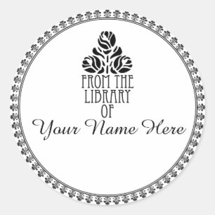 Adesivo Bookplate redondo do estilo do art deco