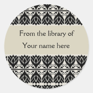 Adesivo Bookplates personalizados - damasco preto
