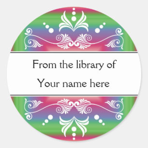 Adesivo Bookplates personalizados - Flourishes coloridos
