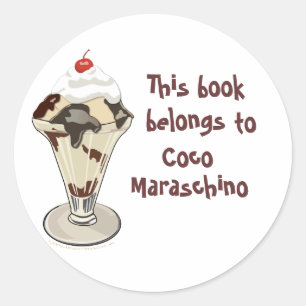 Adesivo Bookplates personalizados HotFudge do Sundae do