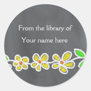 Adesivo Bookplates Yellow personalizado floresce o quadro