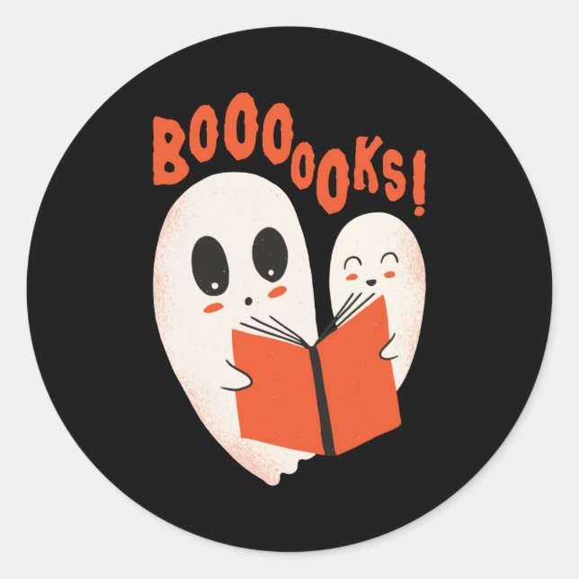 Adesivo Bookworm Engraçado Fantasma do Halloween Livros de (Frente)