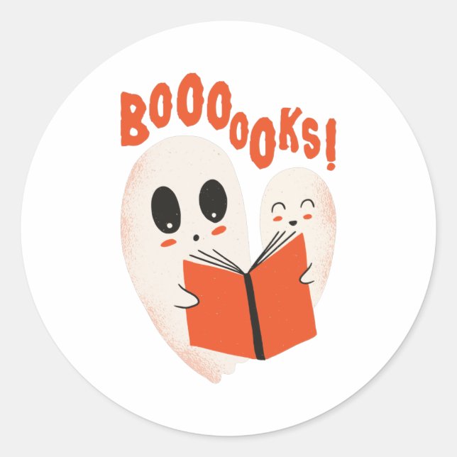 Adesivo Bookworm Engraçado Fantasma do Halloween Livros de (Frente)