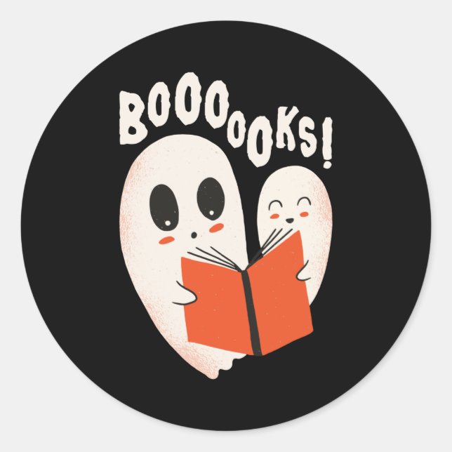 Adesivo Bookworm Engraçado Fantasma do Halloween Livros de (Frente)