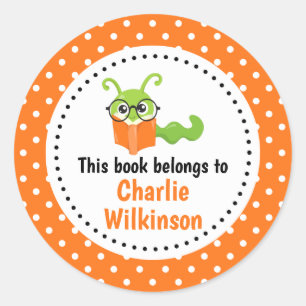 Adesivo Bookworm Este Livro Pertence A Laranja De Bookplat
