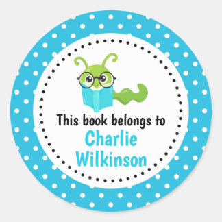 Adesivo Bookworm Este Livro Pertence A Pontos Azuis Do Boo