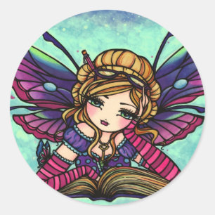 Adesivo Bookworm Fairy Library Fantasy Art Stickers