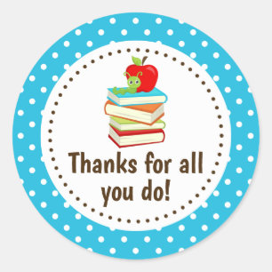 Adesivo Bookworm Obrigado Professora Apreciação Pontos Azu
