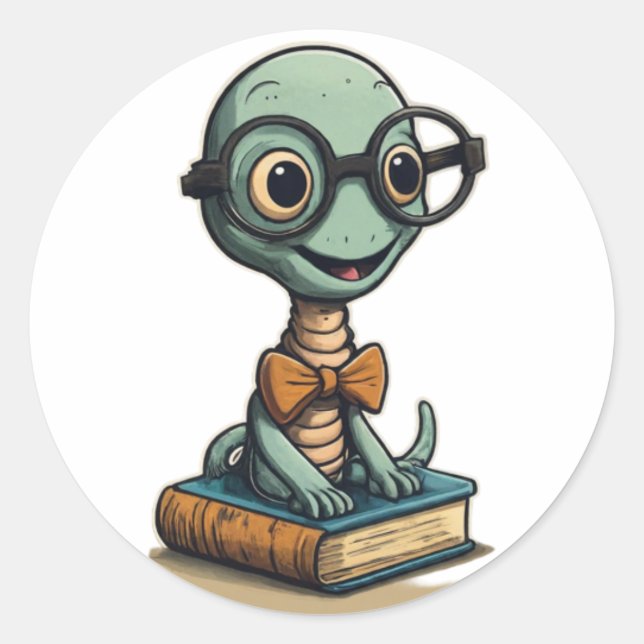 Adesivo Bookworm Scholar Sticker - Design redondo (Frente)