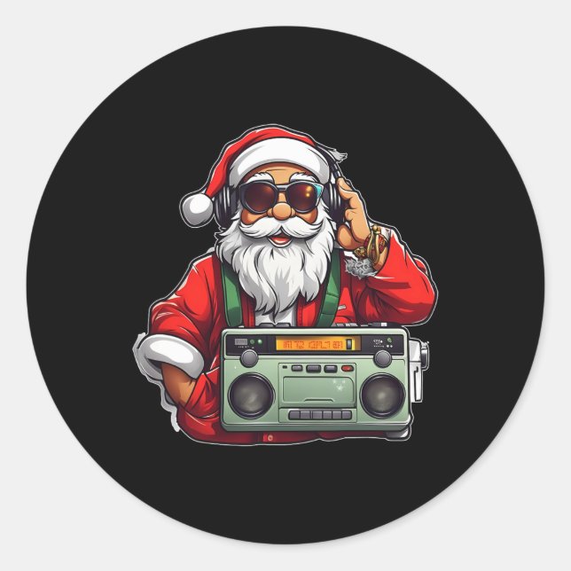 Adesivo Boomb de Papais noeis de rádio Hip Hop do Natal es (Frente)
