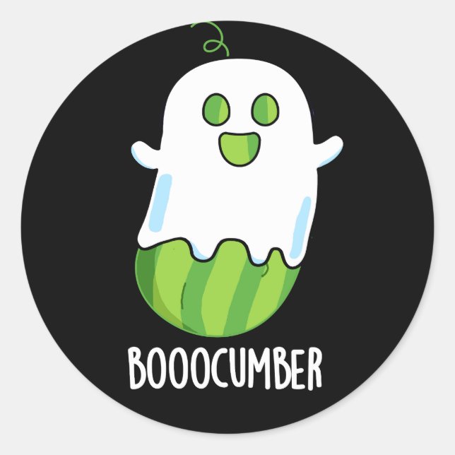 Adesivo Booocumber Funny Ghost Cucumber Pun Dark BG (Frente)