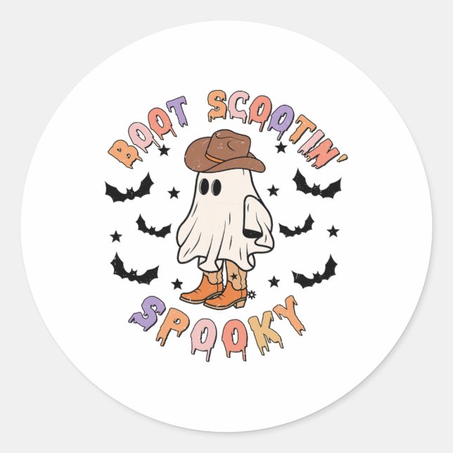 Adesivo Boot Scoot Spookny Engraçado Western Halloween Cow (Frente)