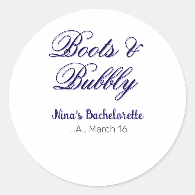 Adesivo Boots & Bubble bachelorette party name purpleplace (Frente)